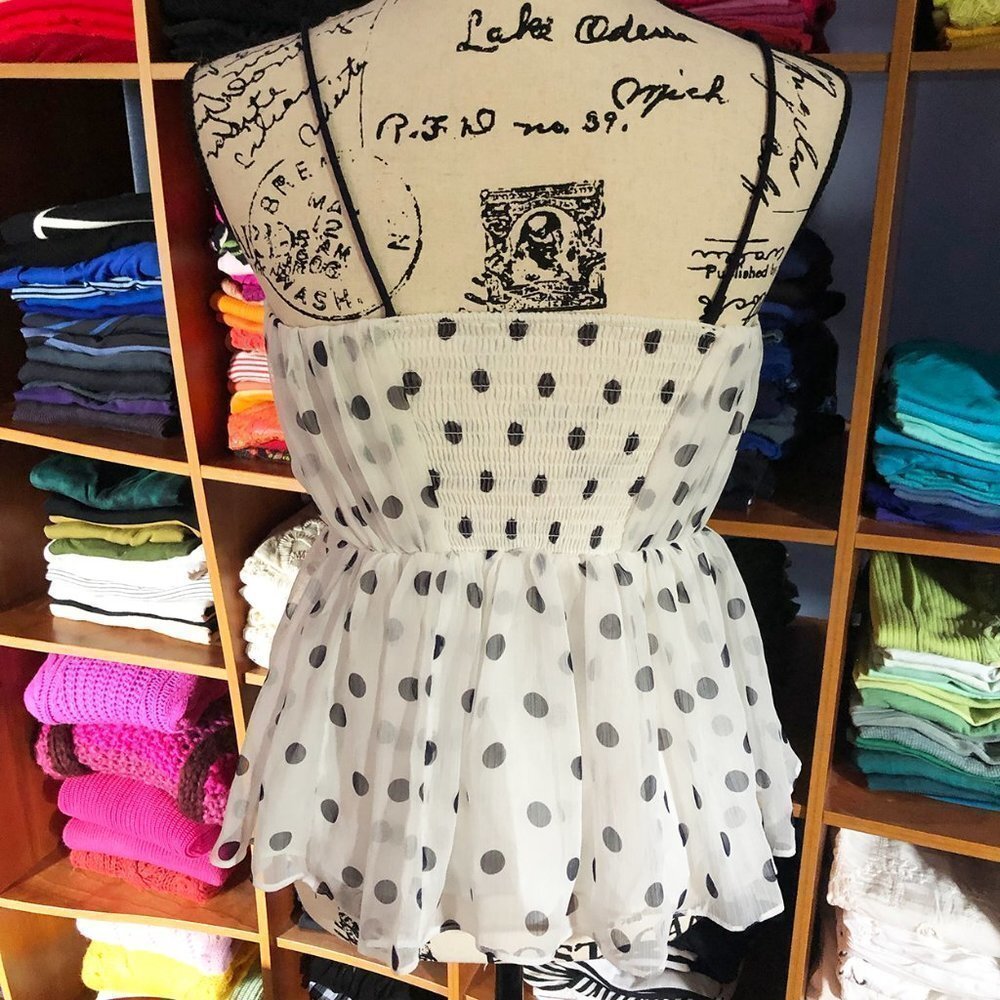 Anthropologie Girls From Savoy Bright Forecast Polka Dot Tank - Picture 4 of 7